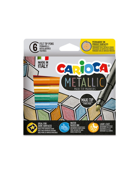 Rotulador carioca metallic punta maxi 6 mm caja de 6 colores surtidos