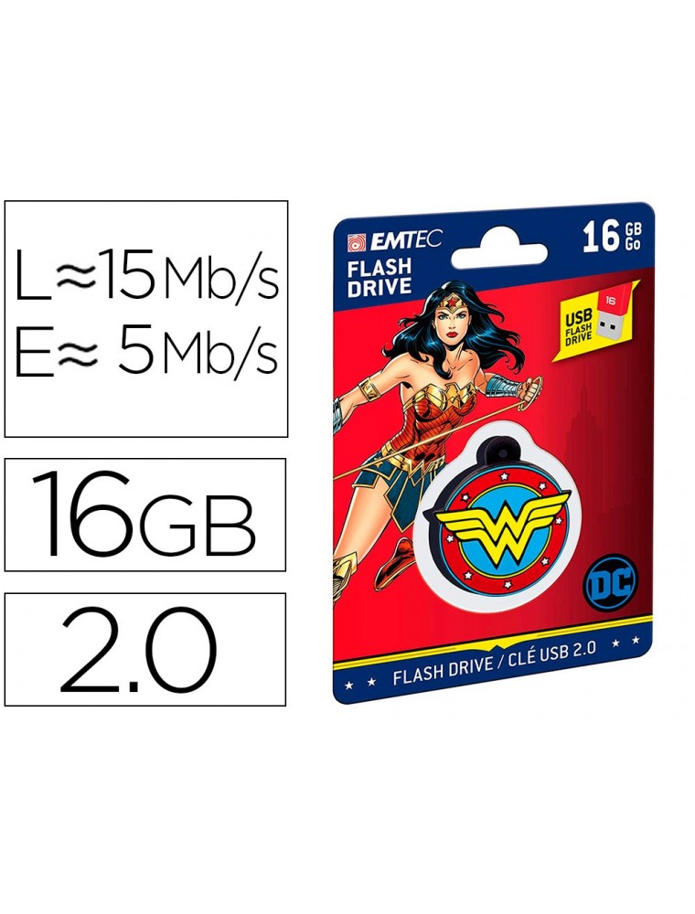 Memoria usb emtec flash 16 gb usb 2.0 collector wonder woman