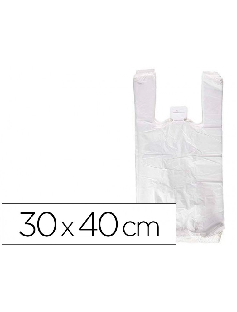 Bolsa camiseta reciclada 70 blanca 50 mc 30x40 cm apta legislacion de bolsas 2021