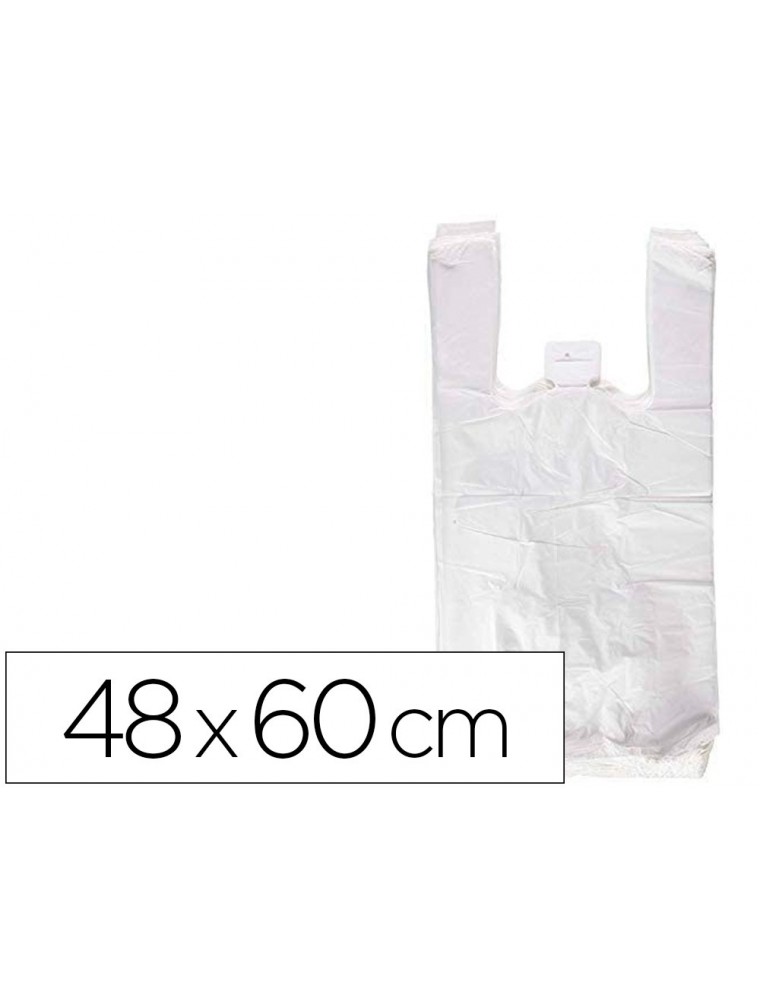 Bolsa camiseta reciclada 70 blanca 50 mc 48x60 cm apta legislacion de bolsas 2021