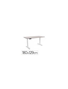 Mesa rocada regulable en altura electricamente hasta 129 cm estructura de acero tablero 180 cm color gris