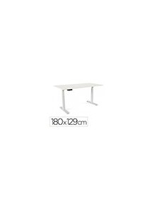 Mesa rocada regulable en altura electricamente hasta 129 cm estructura de acero tablero 180 cm color blanco