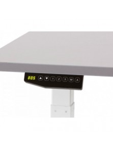 Mesa rocada regulable en altura electricamente hasta 129 cm estructura de acero tablero 160 cm color gris