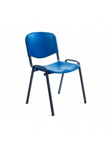 Silla rocada confidente estructura metalica respaldo y asiento en polimero color azul