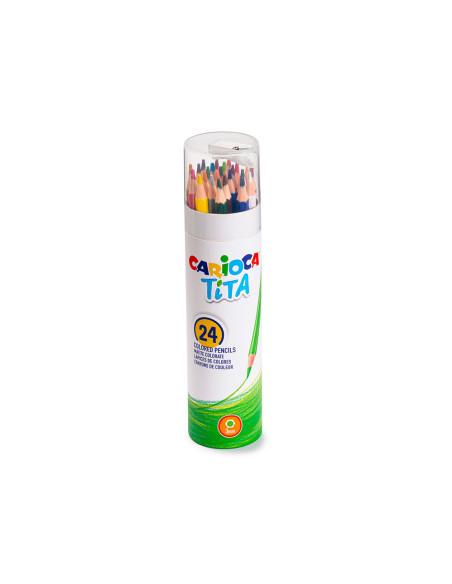 Lapices de colores carioca tita mina 3 mm tubo carton 24 colores surtidos + sacapuntas