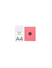 Cuaderno espiral liderpapel a4 micro antartik tapa forrada 120h 100 gr horizontal 5 banda4 taladors color coral