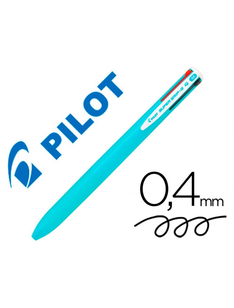 Boligrafo pilot super grip g 4 colores retractil sujecion de caucho tinta base de aceite cuerpo color azul