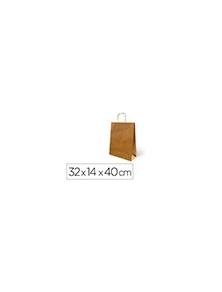 Bolsa kraft basika natural reciclado 90 gr asa retorcida tamaño l 320x140x400 mm