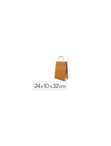 Bolsa kraft basika natural reciclado 90 gr asa retorcida tamaño s 240x100x320 mm