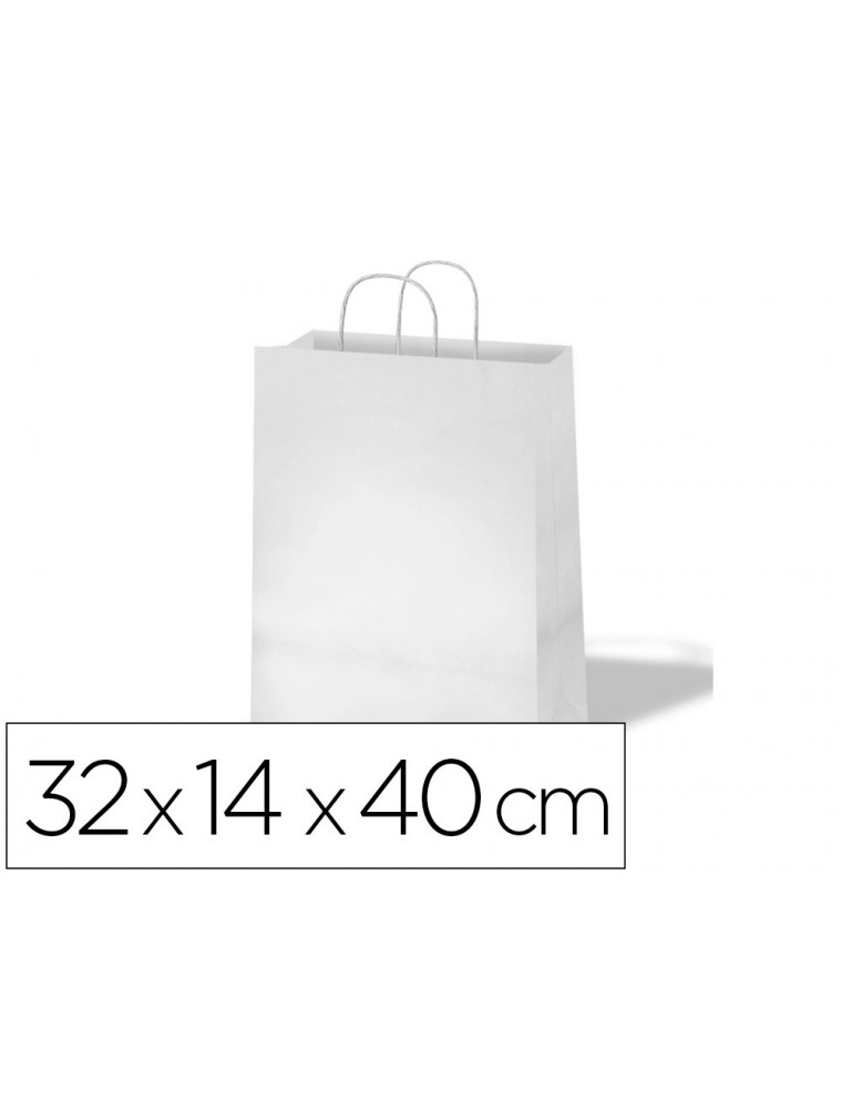 Bolsa kraft basika celulosa blanco 90 gr asa retorcida tamaño l 320x140x400 mm