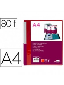 Carpeta liderpapel 80 fundas canguro pp din a4 rojo translucido portada y lomo personalizable