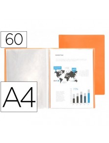 Carpeta liderpapel escaparate 60 fundas polipropileno din a4 naranja fluor opaco