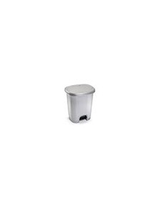 Papelera contenedor plasticforte plastico con tapadera y pedal 27 litros color plata 380x320x450 mm