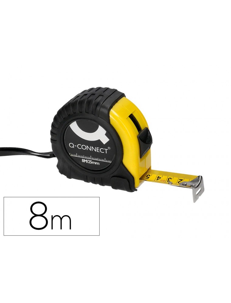 Flexometro q-connect de 8 mt con freno material antichoque 25 mm de ancho