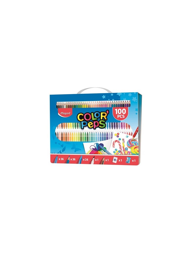 Estuche pintura maped color peps kit 100 piezas surtidas