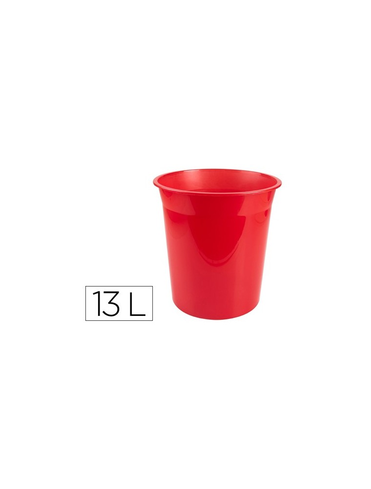 Papelera plastico q-connect rojo translucido 13 litros 275x285 mm