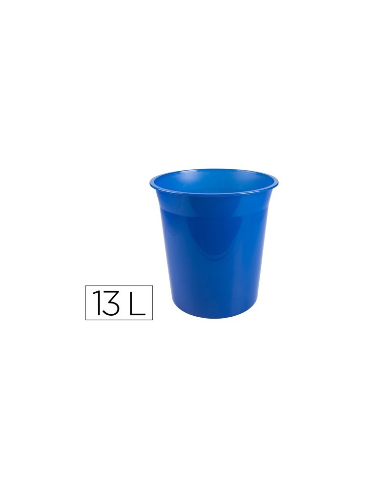 Papelera plastico q-connect azul translucido 13 litros 275x285 mm