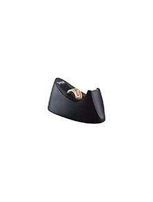 Portarrollo sobremesa tesa plastico easy cut curve negro para cinta de 33 mt x19 mm  1 cinta tesafilm transparente