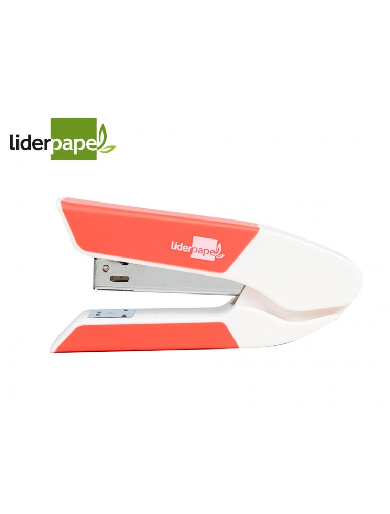 Grapadora liderpapel con regalo de extraegrapas y caja de 1000 grapas 266 capacidad 20h color coral