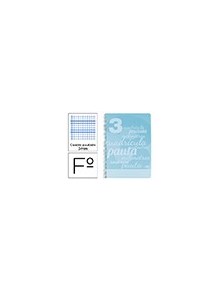 Cuaderno espiral liderpapel folio pautaguia tapa plastico 80h 75gr cuadro pautado 3mm con margen color azul