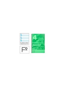 Cuaderno espiral liderpapel folio pautaguia tapa plastico 80h 75gr cuadro pautado 4mm con margen color verde