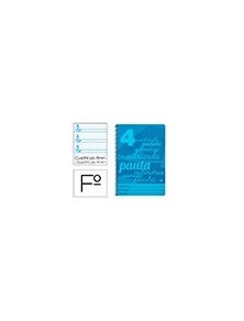 Cuaderno espiral liderpapel folio pautaguia tapa plastico 80h 75gr cuadro pautado 4mm con margen color azul