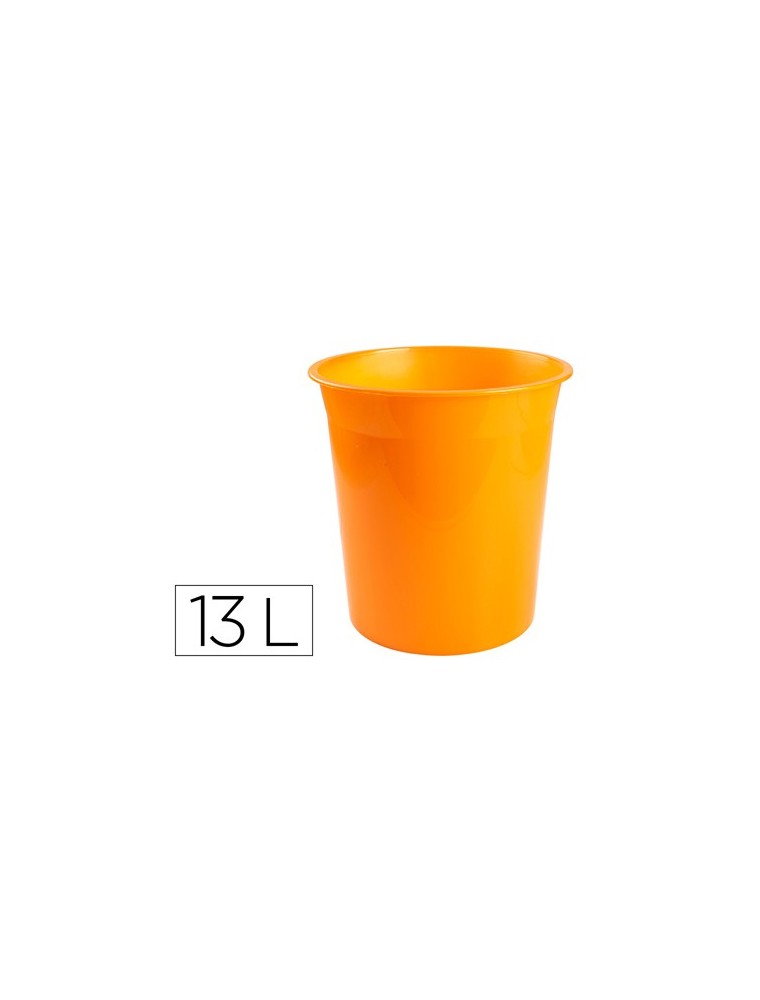 Papelera plastico q-connect naranja translucido 13 litros 275x285 mm