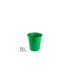 Papelera plastico q-connect verde opaco 13 litros 275x285 mm