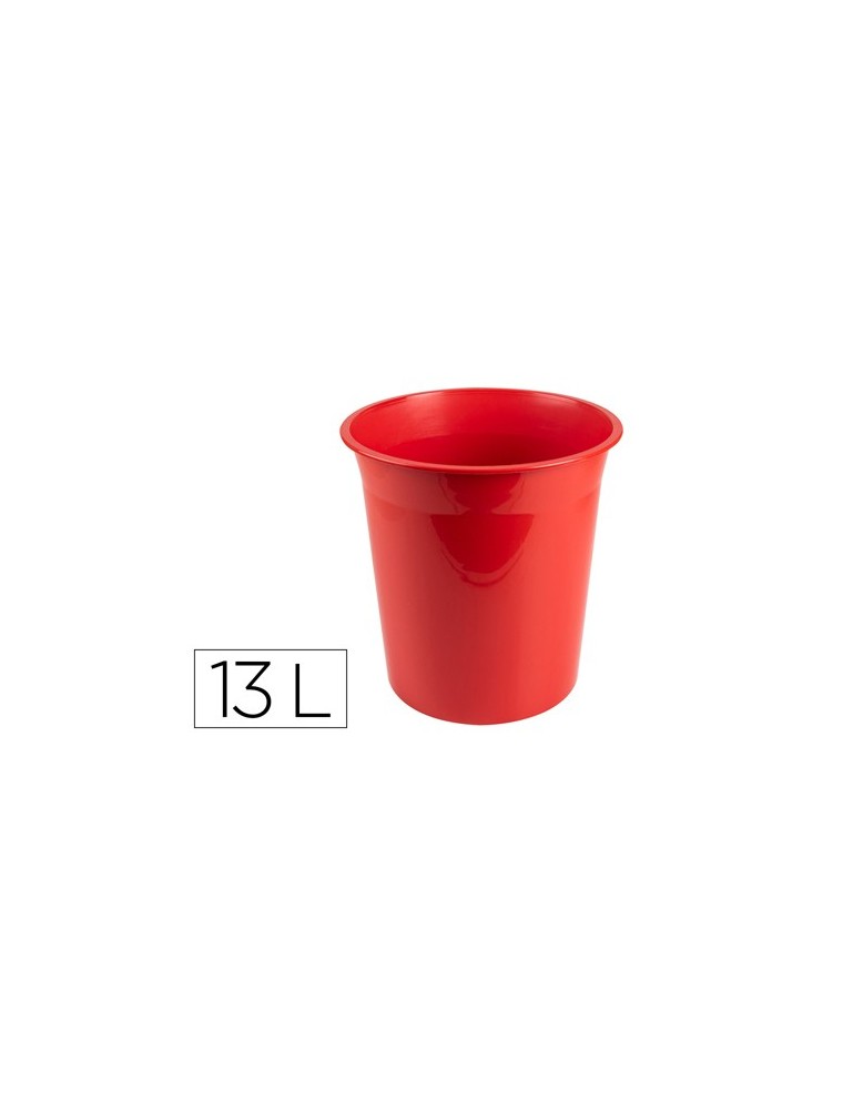 Papelera plastico q-connect rojo opaco 13 litros