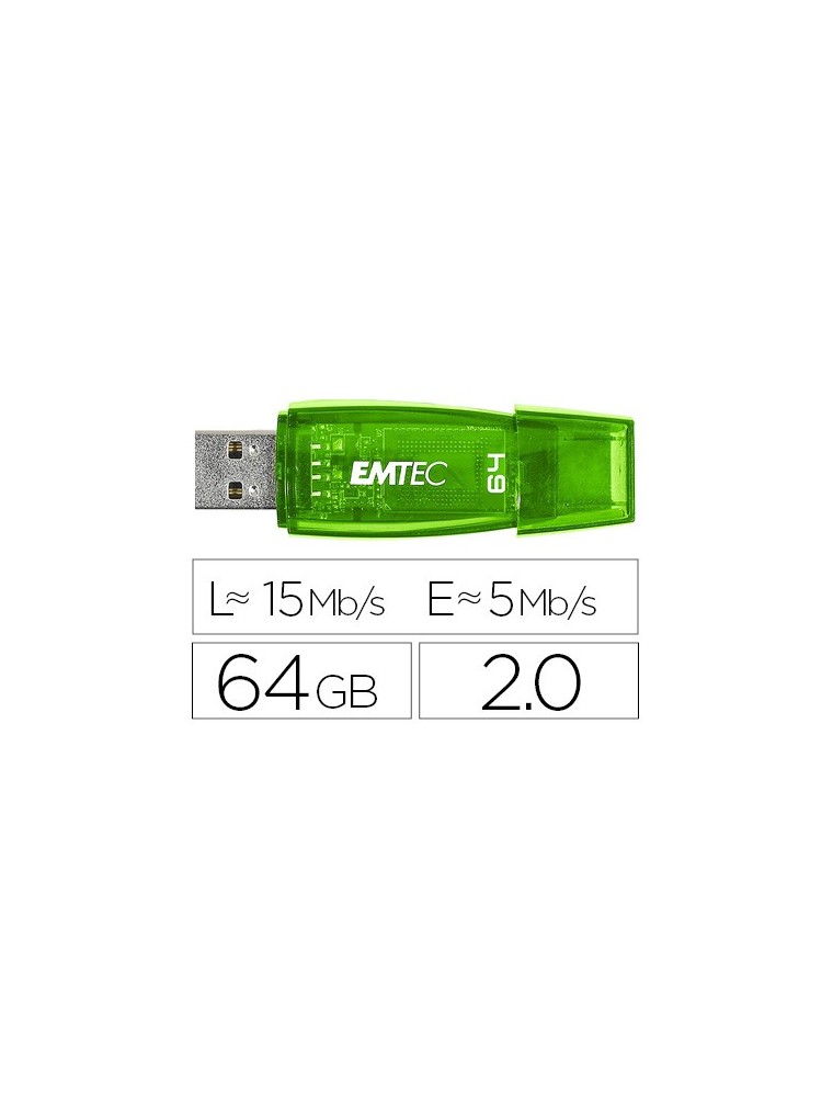 Memoria usb emtec flash c410 64 gb 2.0 verde