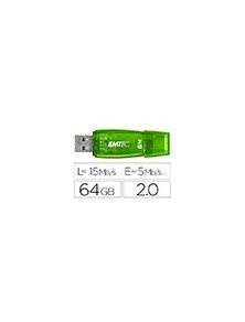 Memoria usb emtec flash c410 64 gb 2.0 verde