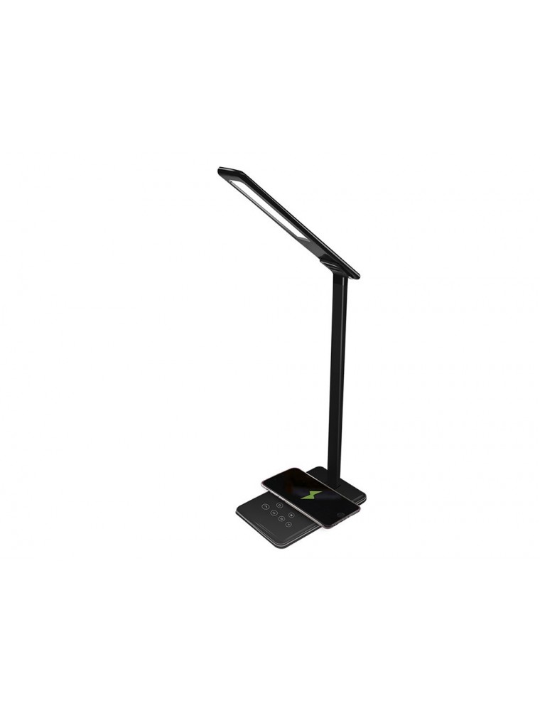 Lampara de oficina q-connect sobremesa profesional abs 48 leds 5w sensor 5 niveles cargador movil color negro