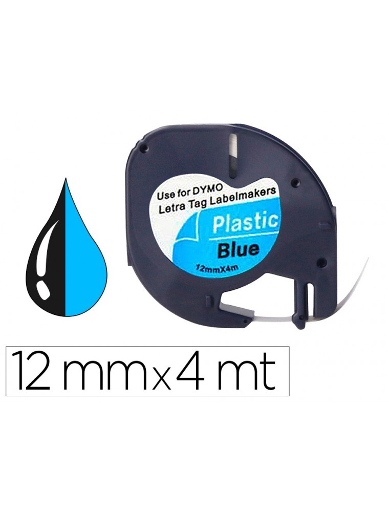 Cinta q-connect 12mm x 4mt negro-ultra azul para maquina letratag