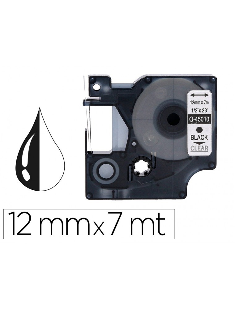 Cinta q-connect negro-transparente 12mm x 7mt dymo