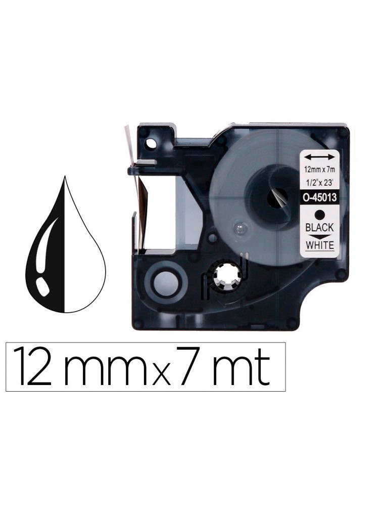 Cinta q-connect 1000 negro-blanco 12mm x 7mt dymo