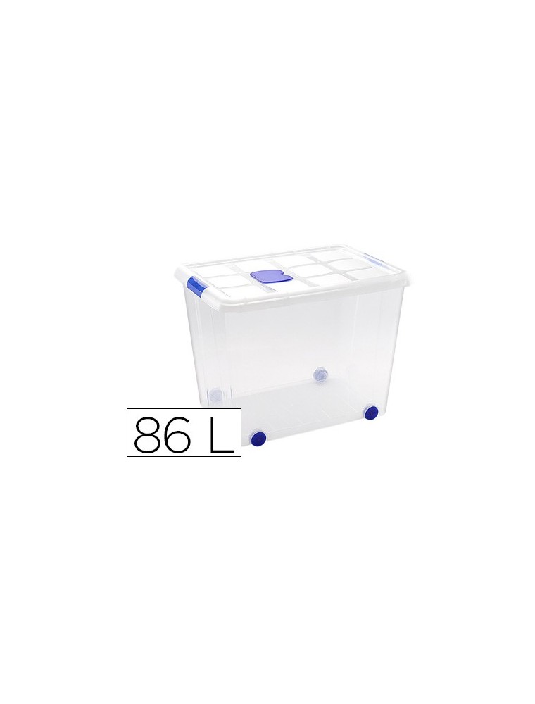 Contenedor plastico plasticforte 86 litros n 8 transparente con tapa 470x620x450 mm