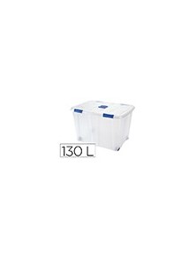 Contenedor plastico plasticforte 130 litros n 16 transparente con tapa 480x740x540 mm