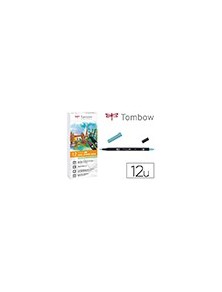 Rotulador tombow acuarelable doble punta pincel colores pastel estuche de 12 unidades colores surtidos