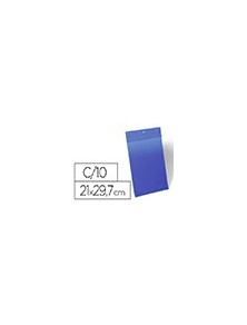 Funda durable magnetica 210x297 mm plastico azul ventana transparente pack de 10 unidades