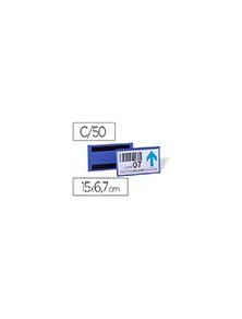 Funda durable magnetica 150x67 mm plastico azul ventana transparente pack de 50 unidades