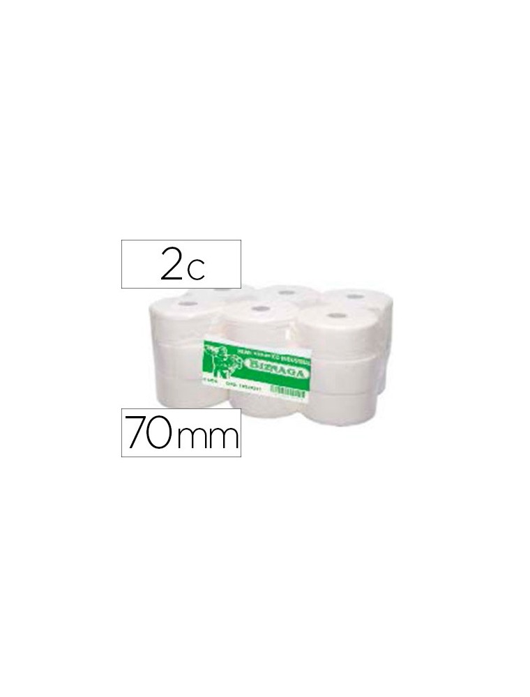 Papel higienico biznaga jumbo 2 capas celulosa blanca mandril 70 mm para dispensadorkf16756