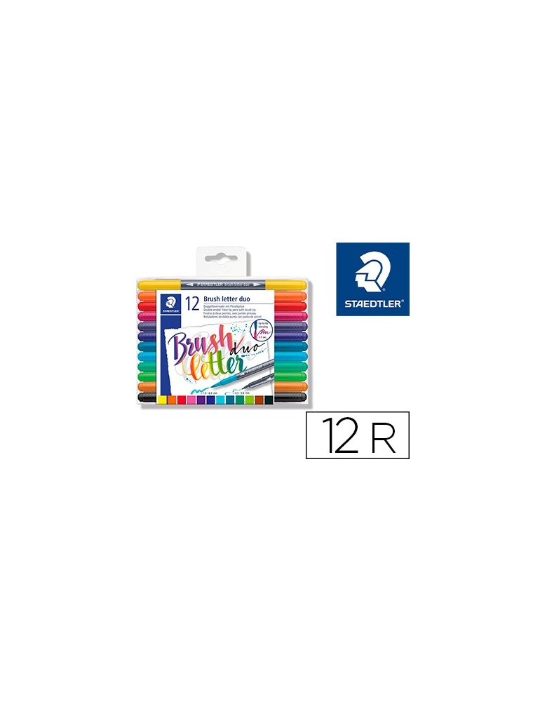 Rotulador staedtler 3004 doble punta para lettering estuche de 12 unidades colores surtidos