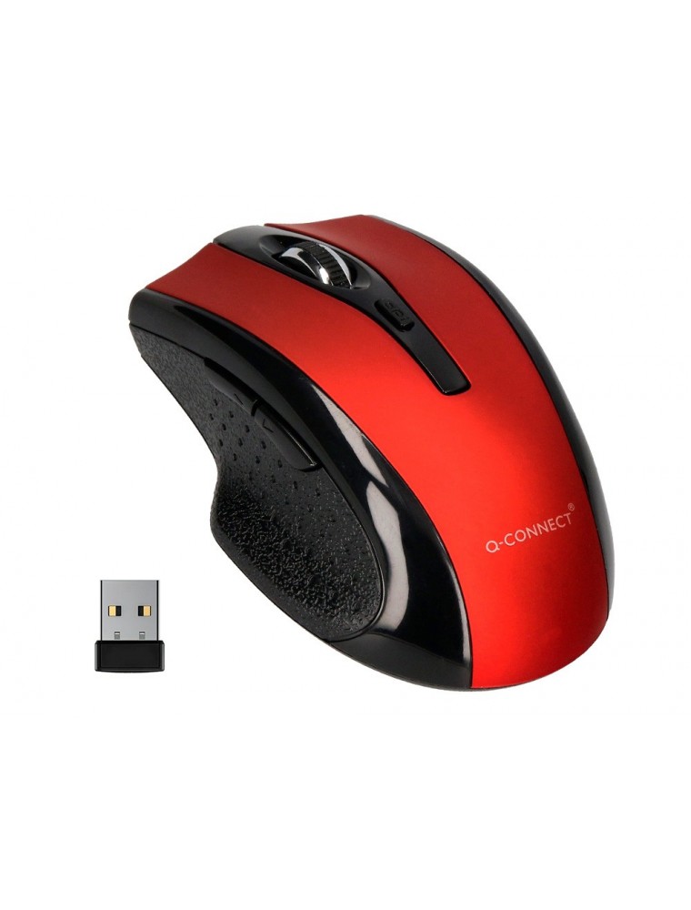 Raton q-connect optico inalambrico 1000 dpi receptor usb 2,4 ghz rojo