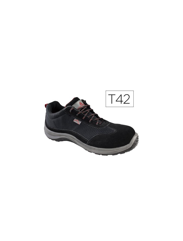 Zapatos de seguridad deltaplus asti piel de serraje afelpado suela de composite negro talla 42