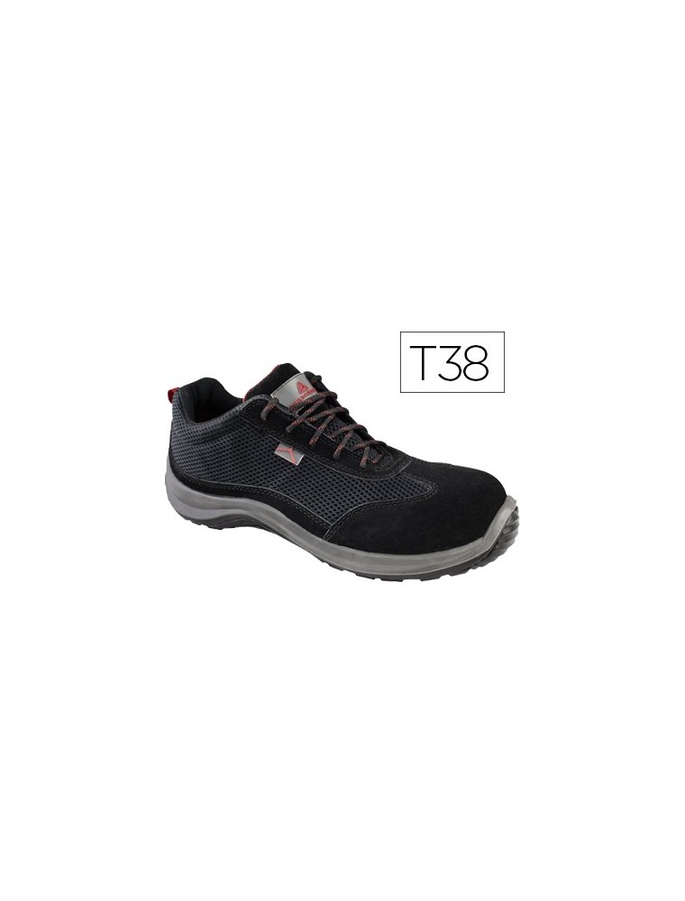 Zapatos de seguridad deltaplus asti piel de serraje afelpado suela de composite negro talla 38