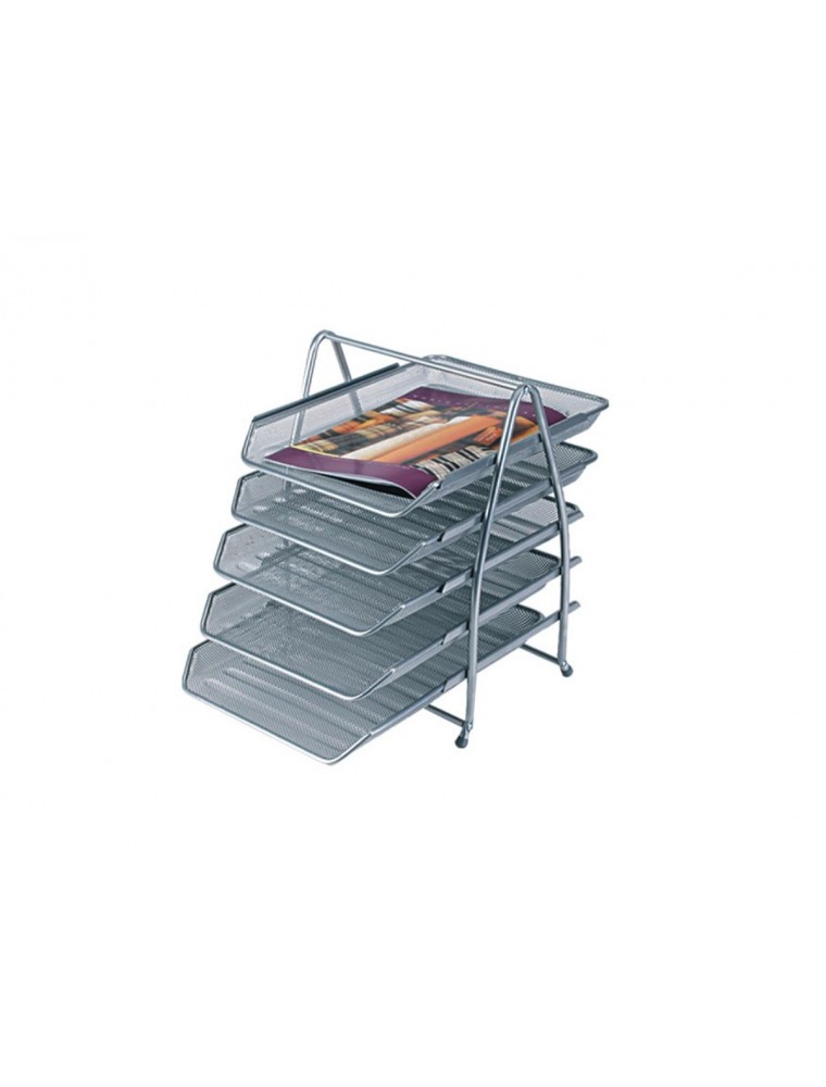 Bandeja sobremesa metalica q-connect kf18476 rejilla plata 5 bandejas movibles 350x275x375 mm