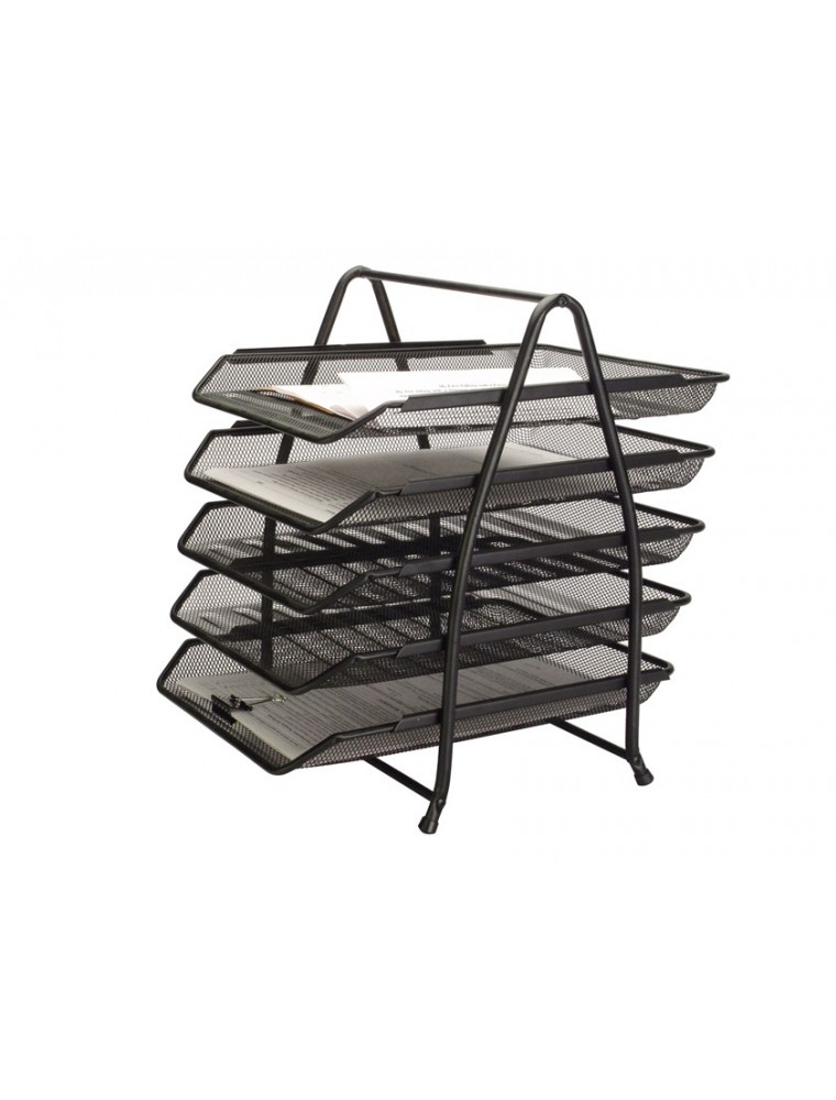 Bandeja sobremesa metalica q-connect kf18474 rejilla negro 5 bandejas movibles 350x275x375 mm