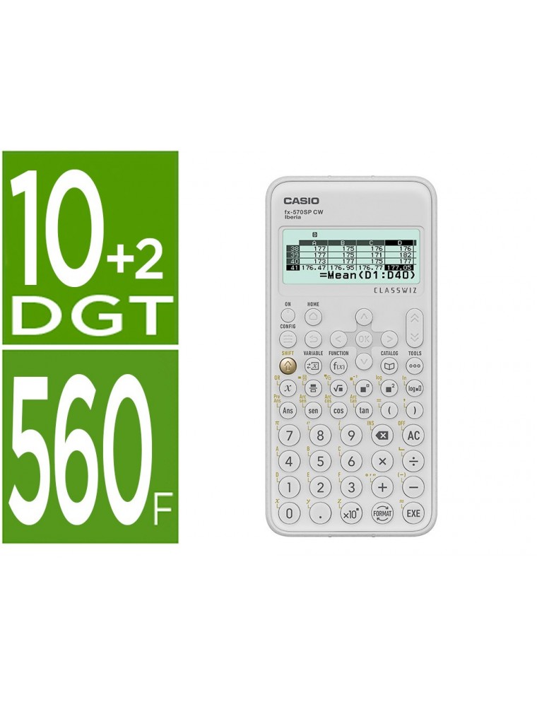 Calculadora casio fx-570spx ii classwiz cientifica 576 funciones 9 memorias 15102 digitos codigo qr con tapa