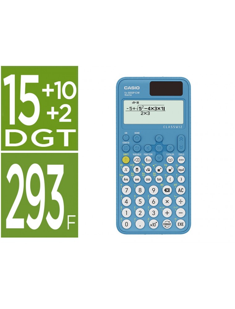 Calculadora casio fx-85spx ii classwiz cientifica 293 funciones 9 memorias 15102 digitos 16 mb flash rom con