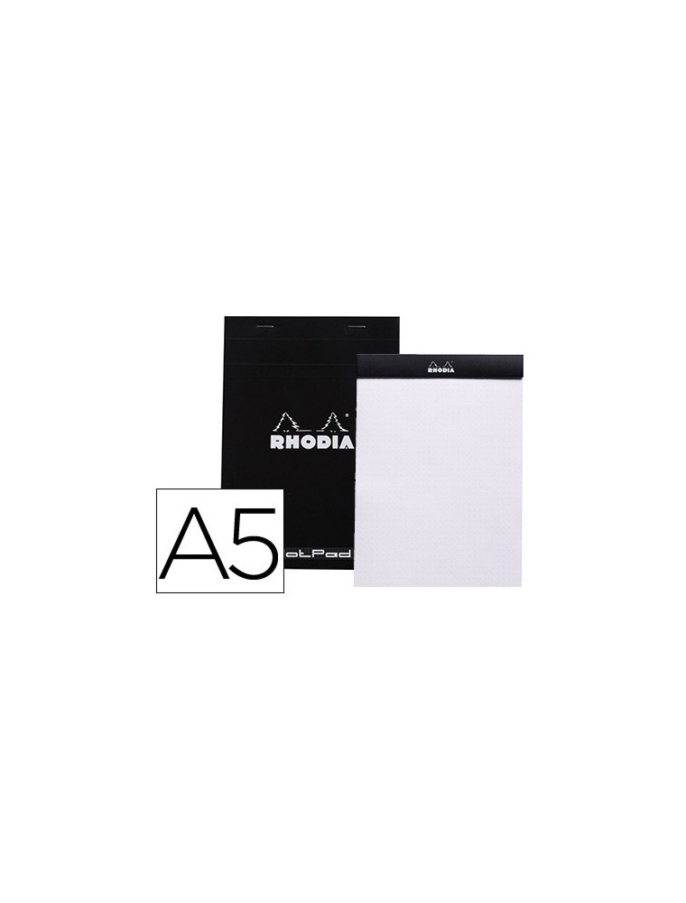 Bloc nota rhodia black dot pad din a5 80 hojas 80 gm2 liso con puntos negros 5 mm perforado